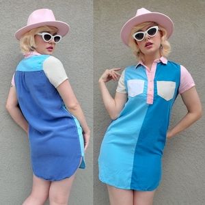Mokuyobi Color Block Mini Shirt Dress